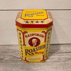 Vintage Roasted Nuts Tin Radford's Wholesome & Tasty High Grade Nuts collectible
